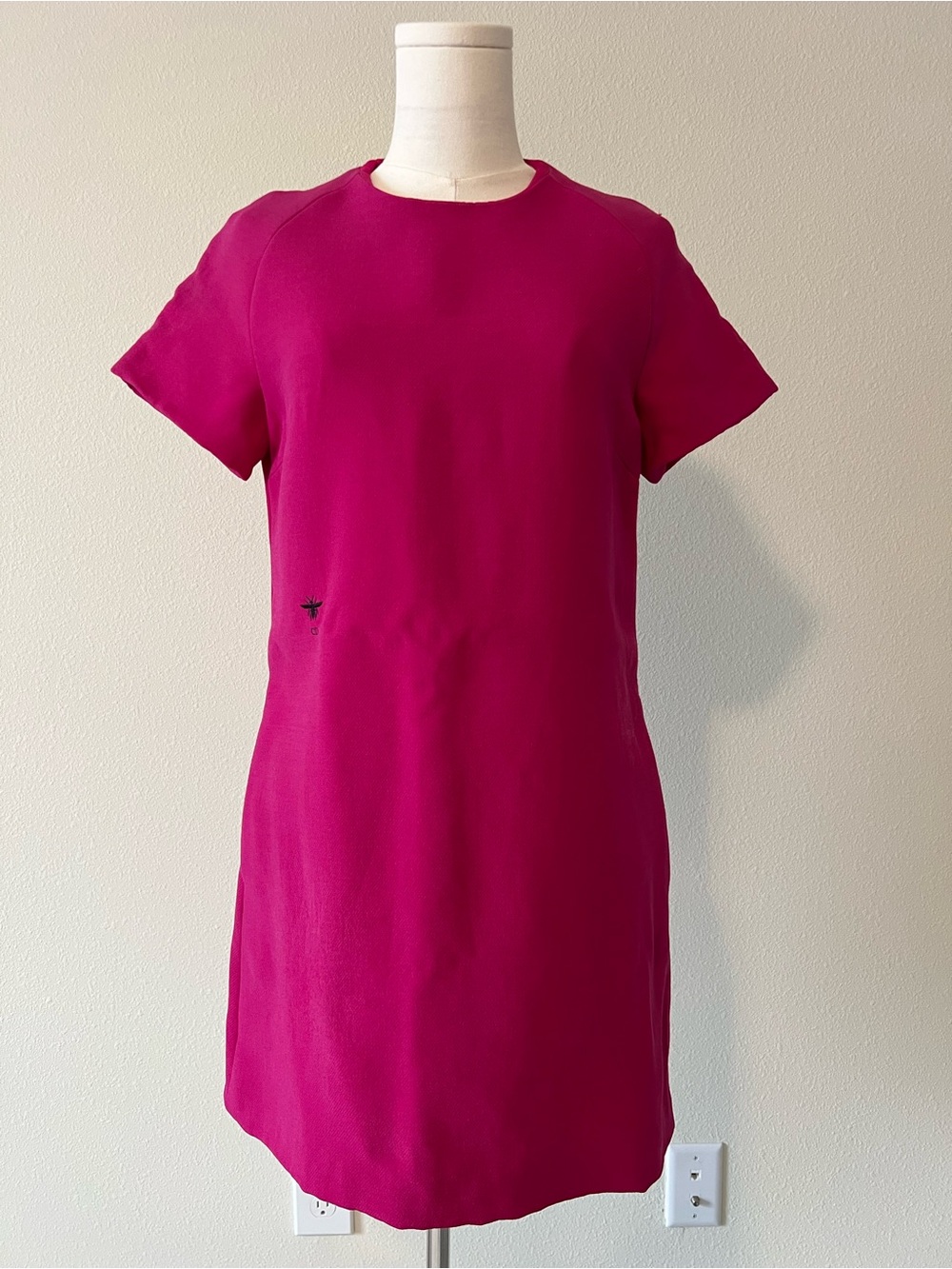 Christian Dior Paris Hot Pink Shift Mini Dress Short Sleeve Made in France